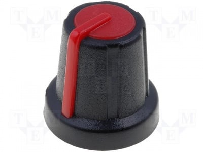 Копче за потенциометър GMN-2RD Копче за потенциометър; миниатюрно; ABS; Ос:6mm; O16x16mm; черен